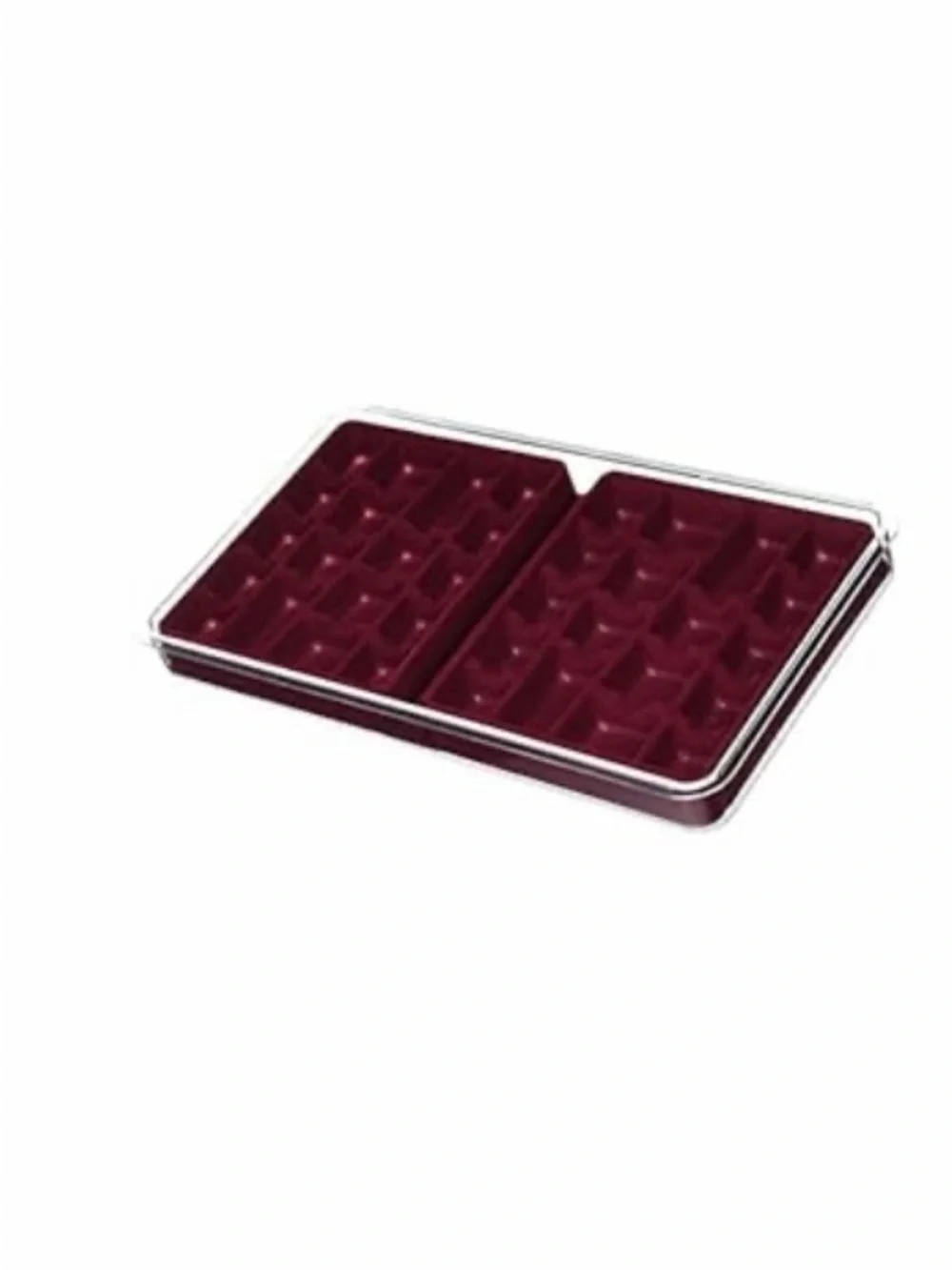 Set of 2 Velvet Jewelry Trays & Organizers with Clear Lids - Burgundy & Blue